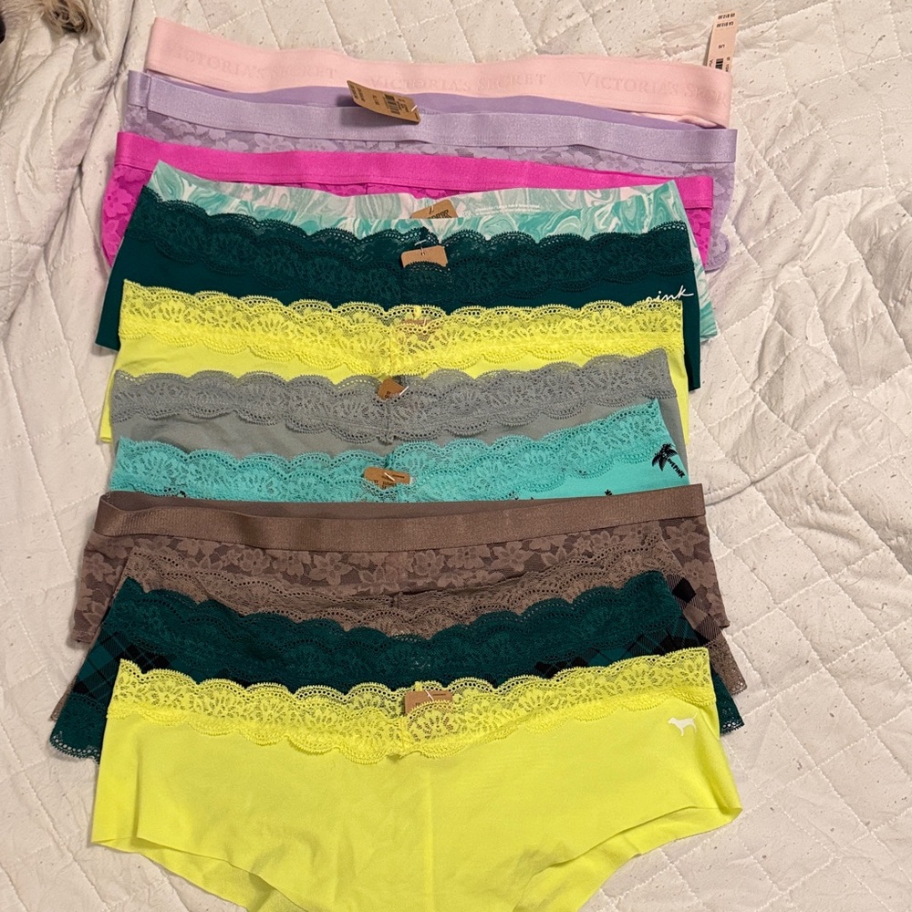 12 BRAND NEW pairs of Victoria's Secret Vibrant Lace Panty Collection